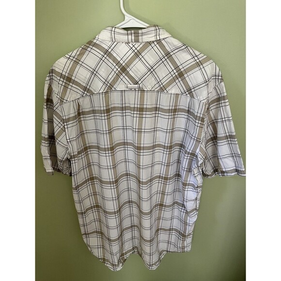QuikSilver Men's Casual Plaid Button Down Shirt White/Tan Size Large - Picture 5 of 6